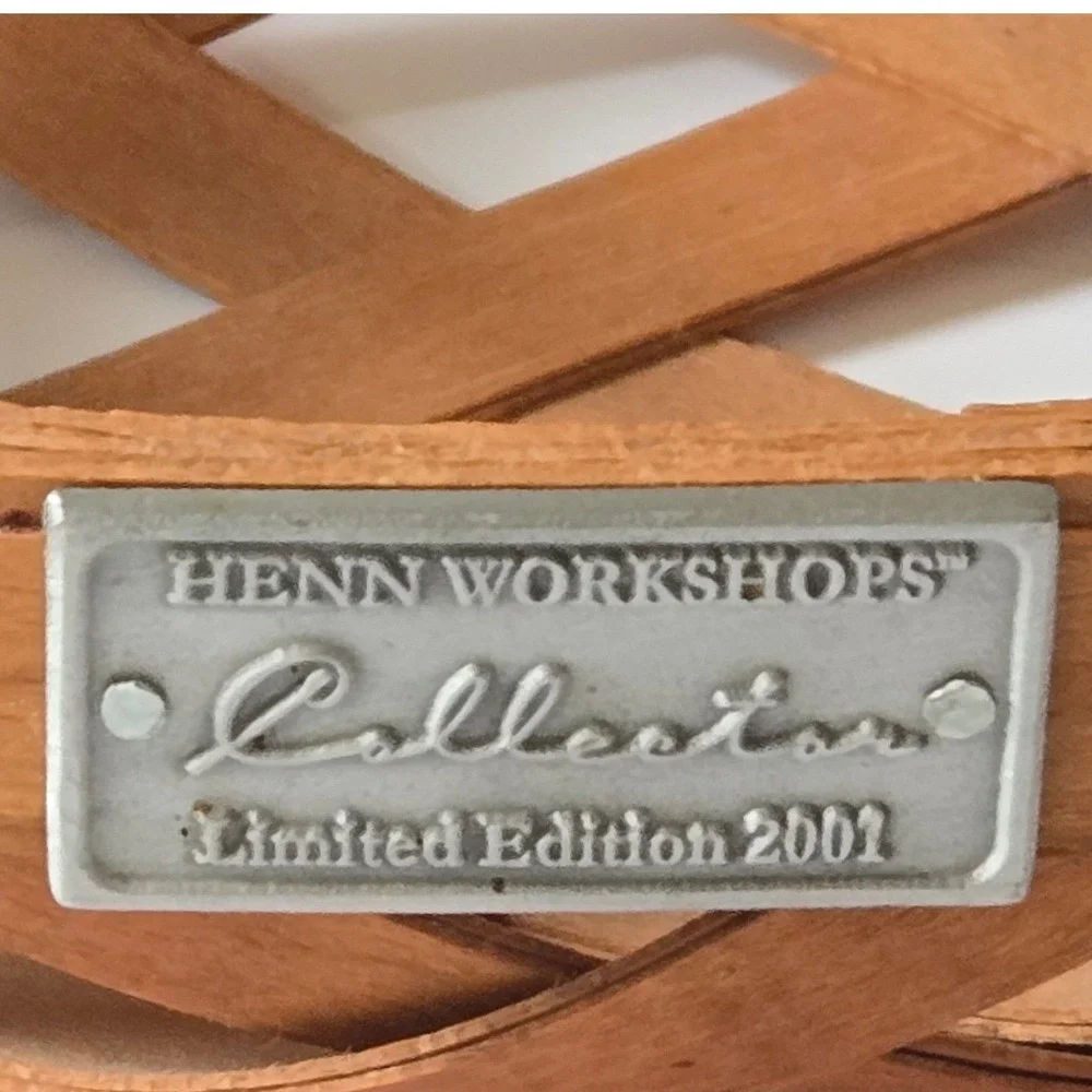 Henn Workshops 2001 Wood Gathering Basket Leather Handles Limited Edition
